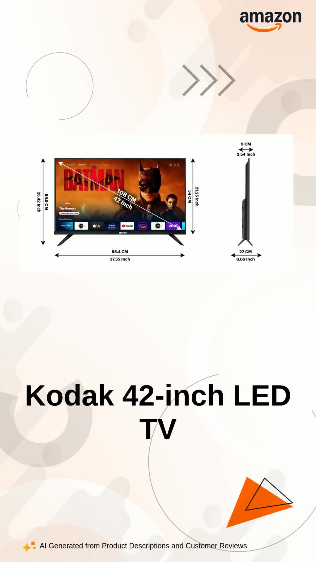 Kodak 106 cm (42 inches) Full HD Certified Android Smart LED TV